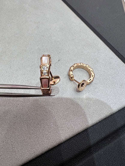 [Clover-Jewelry]SERPENTI MOP PINK GOLD EARRINGS