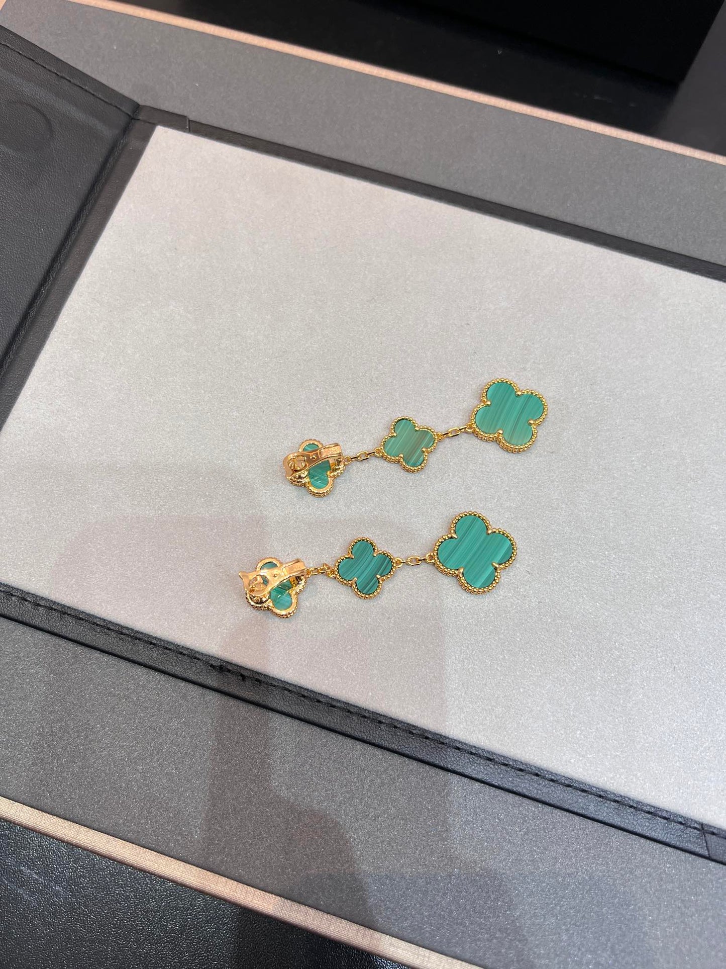 [Clover-Jewelry]CLOVER MALACHITE 3 MOTIFS GOLD