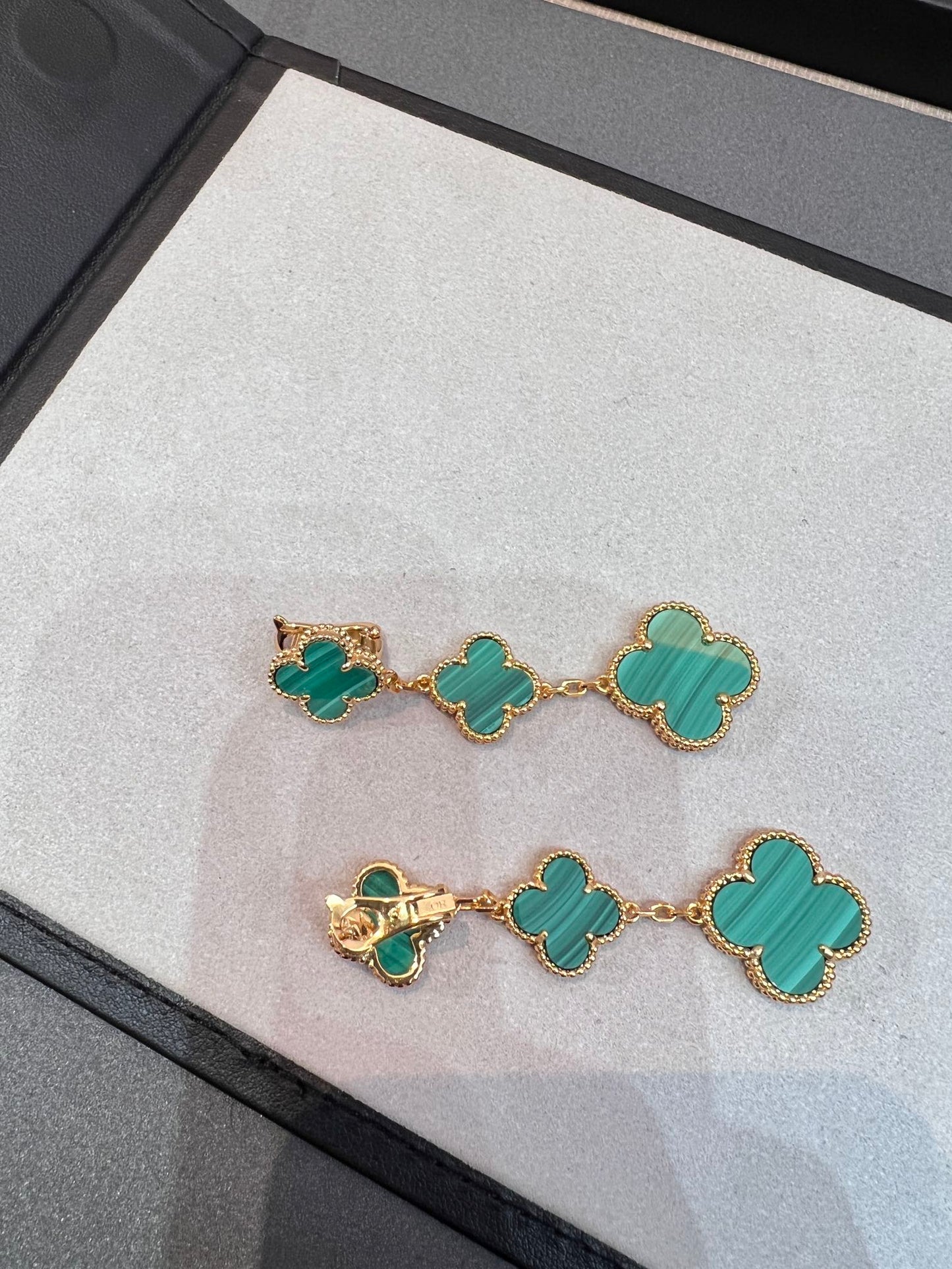 [Clover-Jewelry]CLOVER MALACHITE 3 MOTIFS GOLD