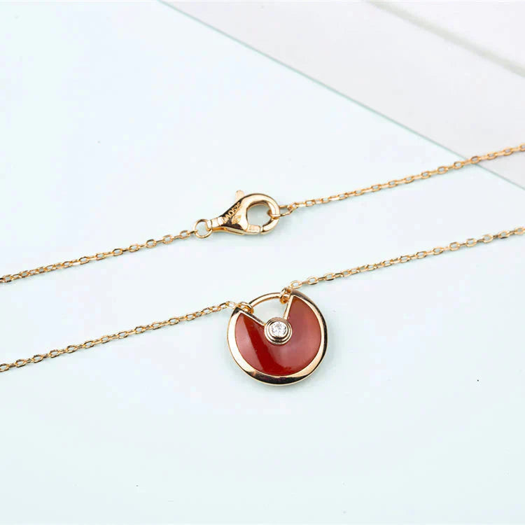 [Clover-Jewelry]AMULETTE GOLD CARNELIAN ONYX NECKLACE