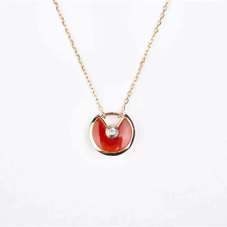 [Clover-Jewelry]AMULETTE GOLD CARNELIAN ONYX NECKLACE