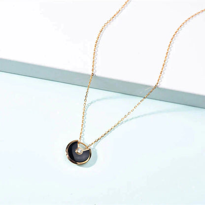 [Clover-Jewelry]AMULETTE GOLD CARNELIAN ONYX NECKLACE