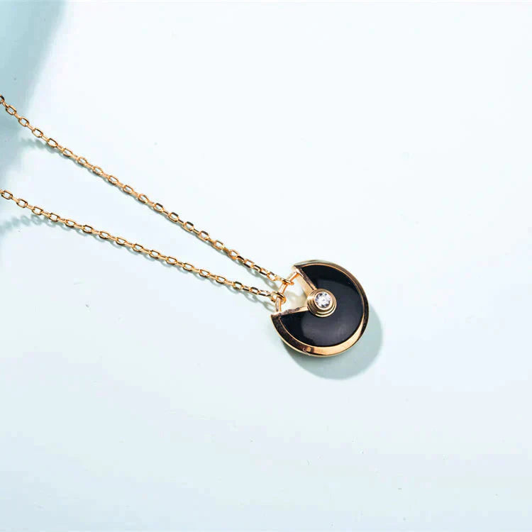 [Clover-Jewelry]AMULETTE GOLD CARNELIAN ONYX NECKLACE