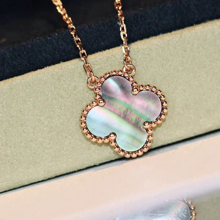 [Clover-Jewelry]CLOVER 15MM  GRAY MOTHER OF PEARL NECKLACE