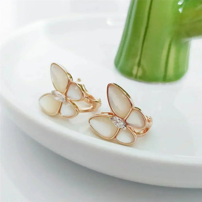 [Clover-Jewelry]BUTTERFLY MOP DIAMOND EARRINGS