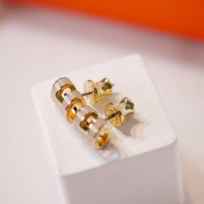 [Clover-Jewelry]MINI POP H GOLD EARRINGS GREY