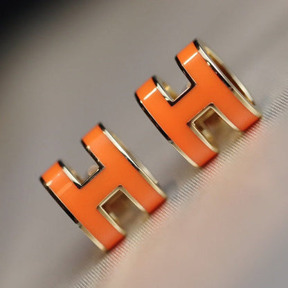 [Clover-Jewelry]MINI POP H EARRINGS ORANGE