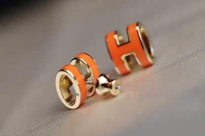 [Clover-Jewelry]MINI POP H EARRINGS ORANGE