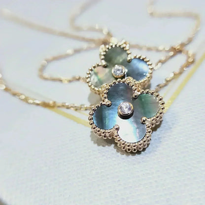 [Clover-Jewelry]CLOVER 15MM DIAMOND AND MOTHER-OF-GREY NECKLACE