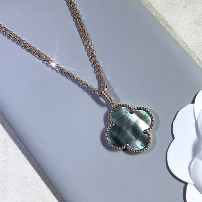 [Clover-Jewelry]CLOVER 25MM GOLD DARK MOP BIG CLOVER NECKLACE