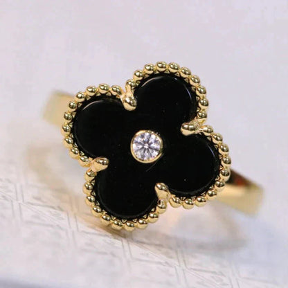 [Clover-Jewelry]CLOVER ONYX RING GOLD DIAMOND