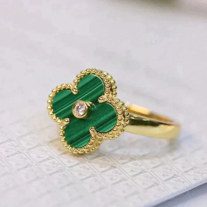 [Clover-Jewelry]CLOVER MALACHITE RING GOLD DIAMOND