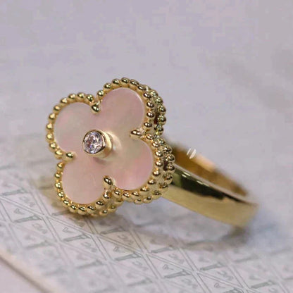 [Clover-Jewelry]CLOVER PINK MOP RING GOLD DIAMOND