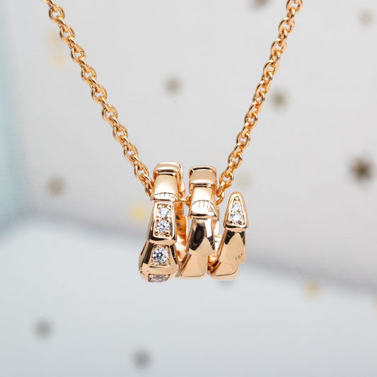 [Clover-Jewelry]SERPENTI PINK GOLD NECKLACE DIAMOND