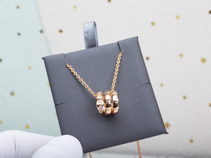 [Clover-Jewelry]SERPENTI PINK GOLD NECKLACE DIAMOND