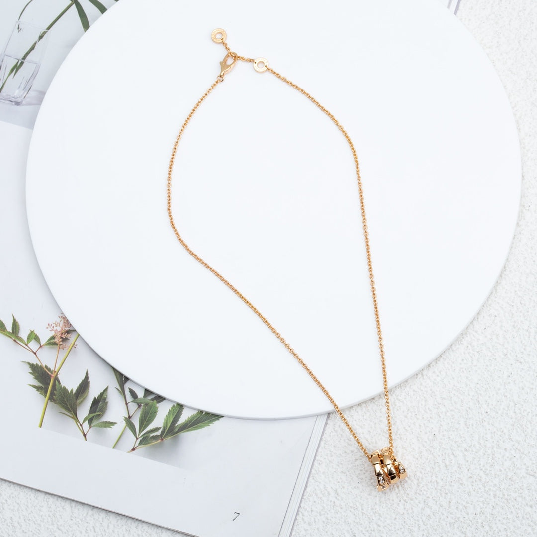 [Clover-Jewelry]SERPENTI PINK GOLD NECKLACE DIAMOND