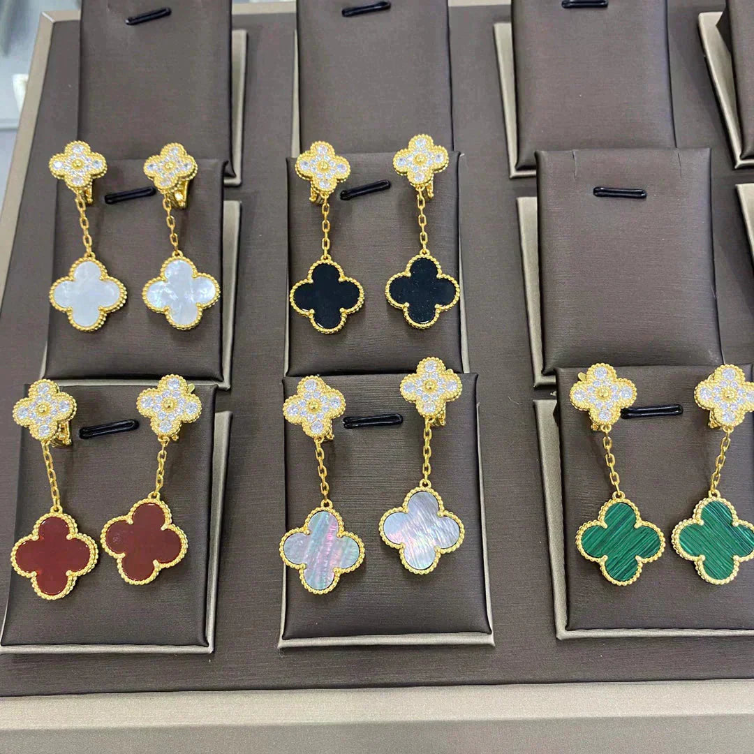 [Clover-Jewelry]CLOVER  2 MOTIFS  DIAMOND  EARRINGS (MULTIPLE CHOICESç´