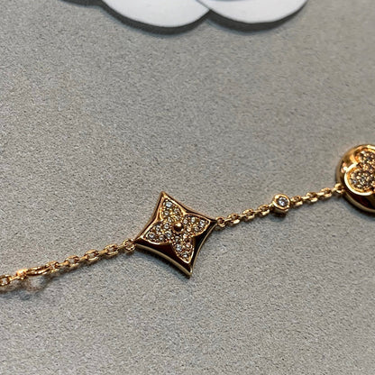 [Clover-Jewelry]STAR AND SUN 4 MOTIFS GOLD DIAMONDS BRACELET