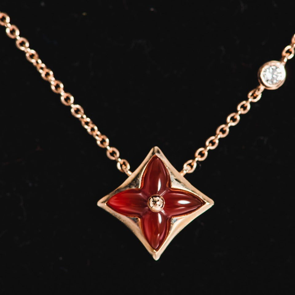 [Clover-Jewelry]STAR NECKLACE PINK GOLD 1 DIAMOND