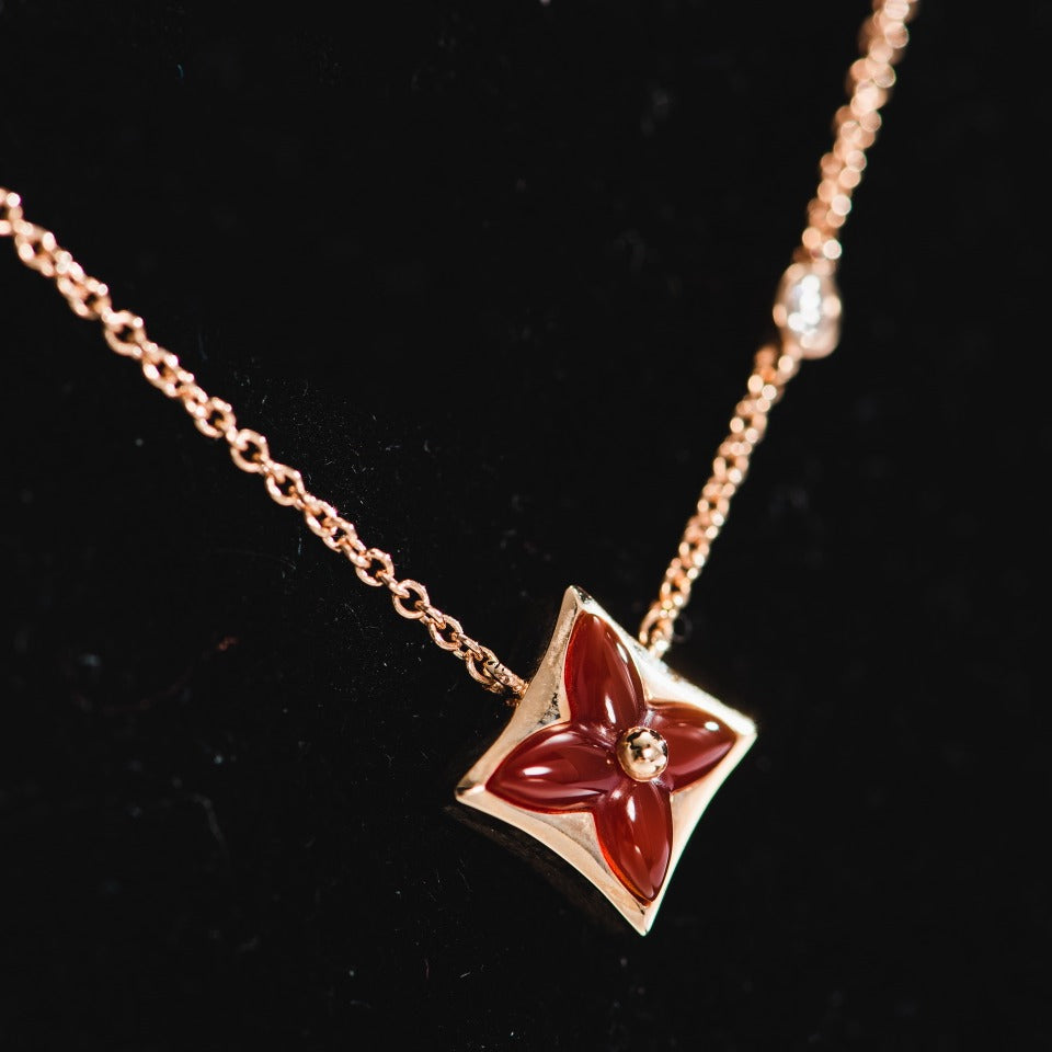 [Clover-Jewelry]STAR NECKLACE PINK GOLD 1 DIAMOND