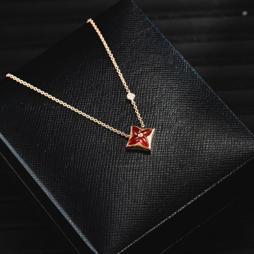 [Clover-Jewelry]STAR NECKLACE PINK GOLD 1 DIAMOND