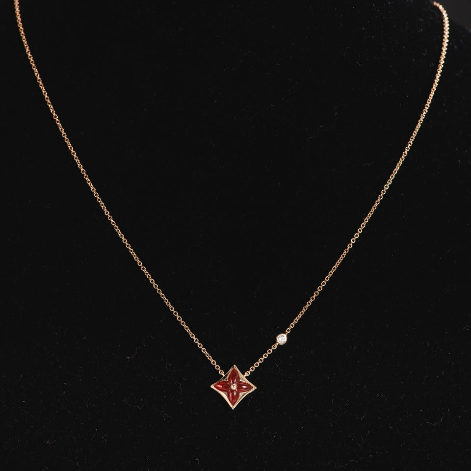 [Clover-Jewelry]STAR NECKLACE PINK GOLD 1 DIAMOND