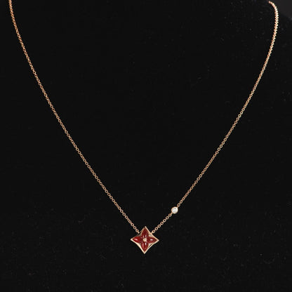 [Clover-Jewelry]STAR NECKLACE PINK GOLD 1 DIAMOND