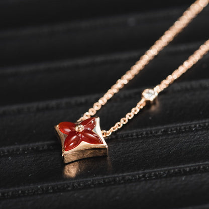 [Clover-Jewelry]STAR NECKLACE PINK GOLD 1 DIAMOND