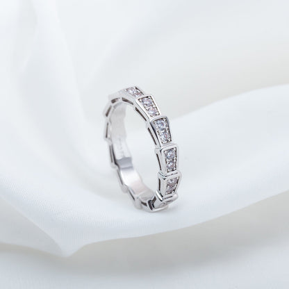 [Clover-Jewelry]SERPENTI RING SILVER DIAMOND PAVED 3MM