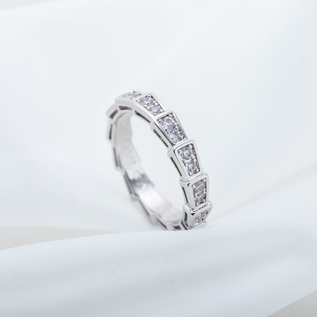 [Clover-Jewelry]SERPENTI RING SILVER DIAMOND PAVED 3MM