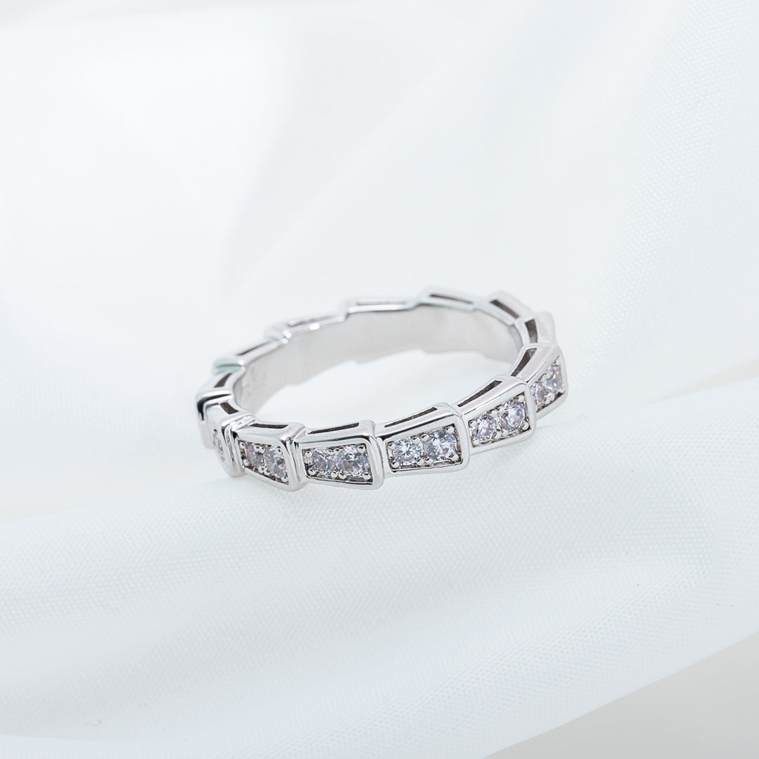 [Clover-Jewelry]SERPENTI RING SILVER DIAMOND PAVED 3MM