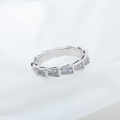 [Clover-Jewelry]SERPENTI RING SILVER DIAMOND PAVED 3MM