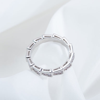 [Clover-Jewelry]SERPENTI RING SILVER DIAMOND PAVED 3MM