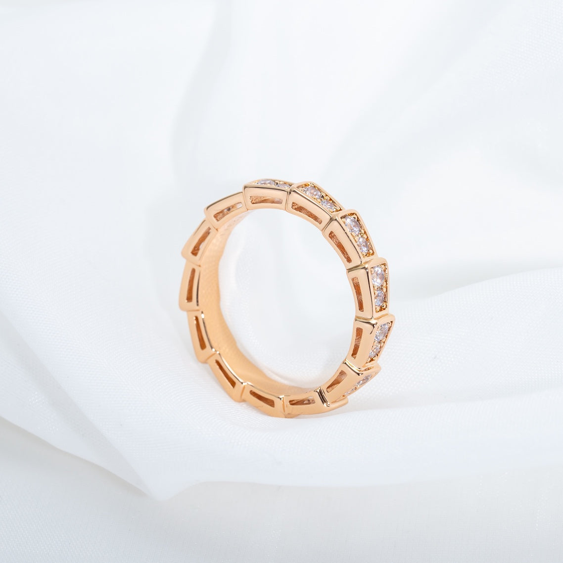 [Clover-Jewelry]SERPENTI RING PINK GOLD DIAMOND PAVED 3MM