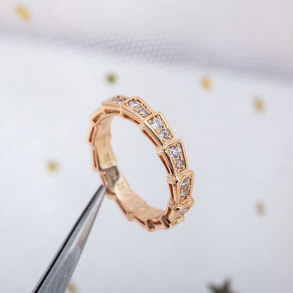 [Clover-Jewelry]SERPENTI RING PINK GOLD DIAMOND PAVED 3MM