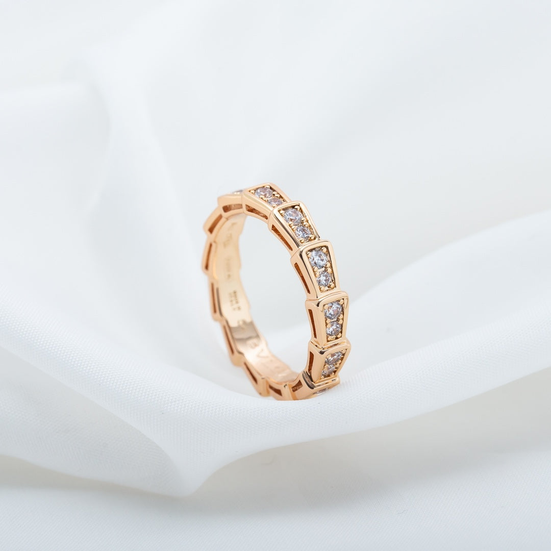 [Clover-Jewelry]SERPENTI RING PINK GOLD DIAMOND PAVED 3MM