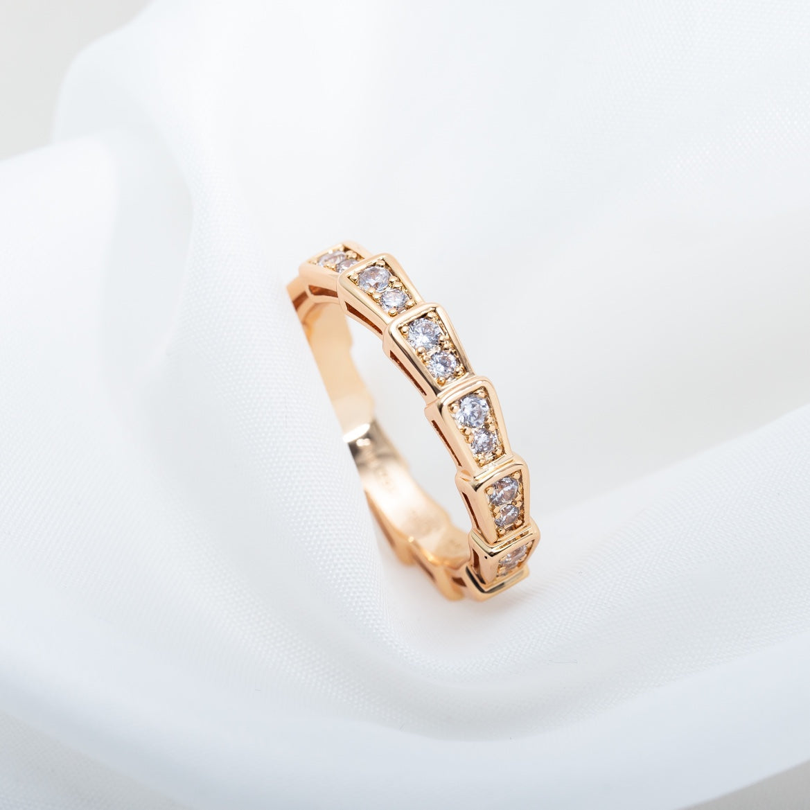 [Clover-Jewelry]SERPENTI RING PINK GOLD DIAMOND PAVED 3MM