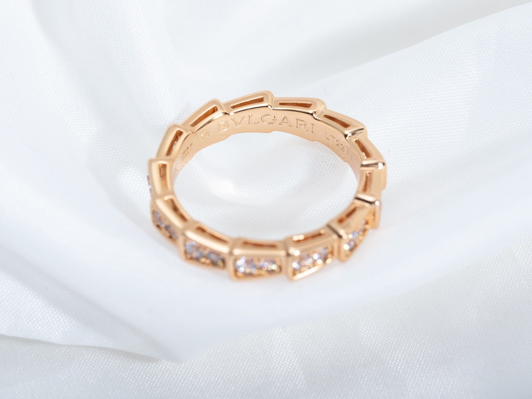 [Clover-Jewelry]SERPENTI RING PINK GOLD DIAMOND PAVED 3MM