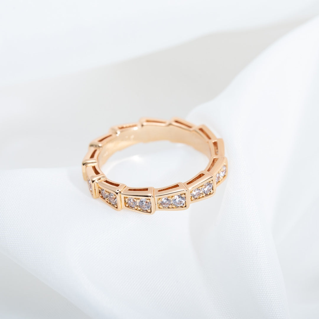 [Clover-Jewelry]SERPENTI RING PINK GOLD DIAMOND PAVED 3MM