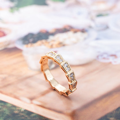 [Clover-Jewelry]SERPENTI RING PINK GOLD DIAMOND PAVED 3MM