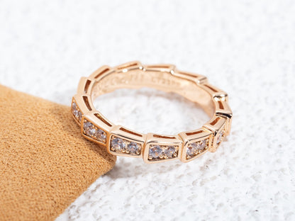 [Clover-Jewelry]SERPENTI RING PINK GOLD DIAMOND PAVED 3MM