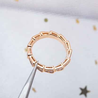 [Clover-Jewelry]SERPENTI RING PINK GOLD DIAMOND PAVED 3MM