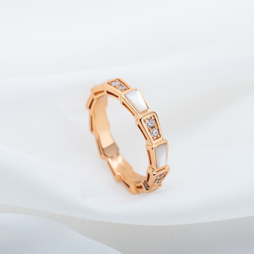 [Clover-Jewelry]SERPENTI RING PINK GOLD DIAMOND MOP 3MM