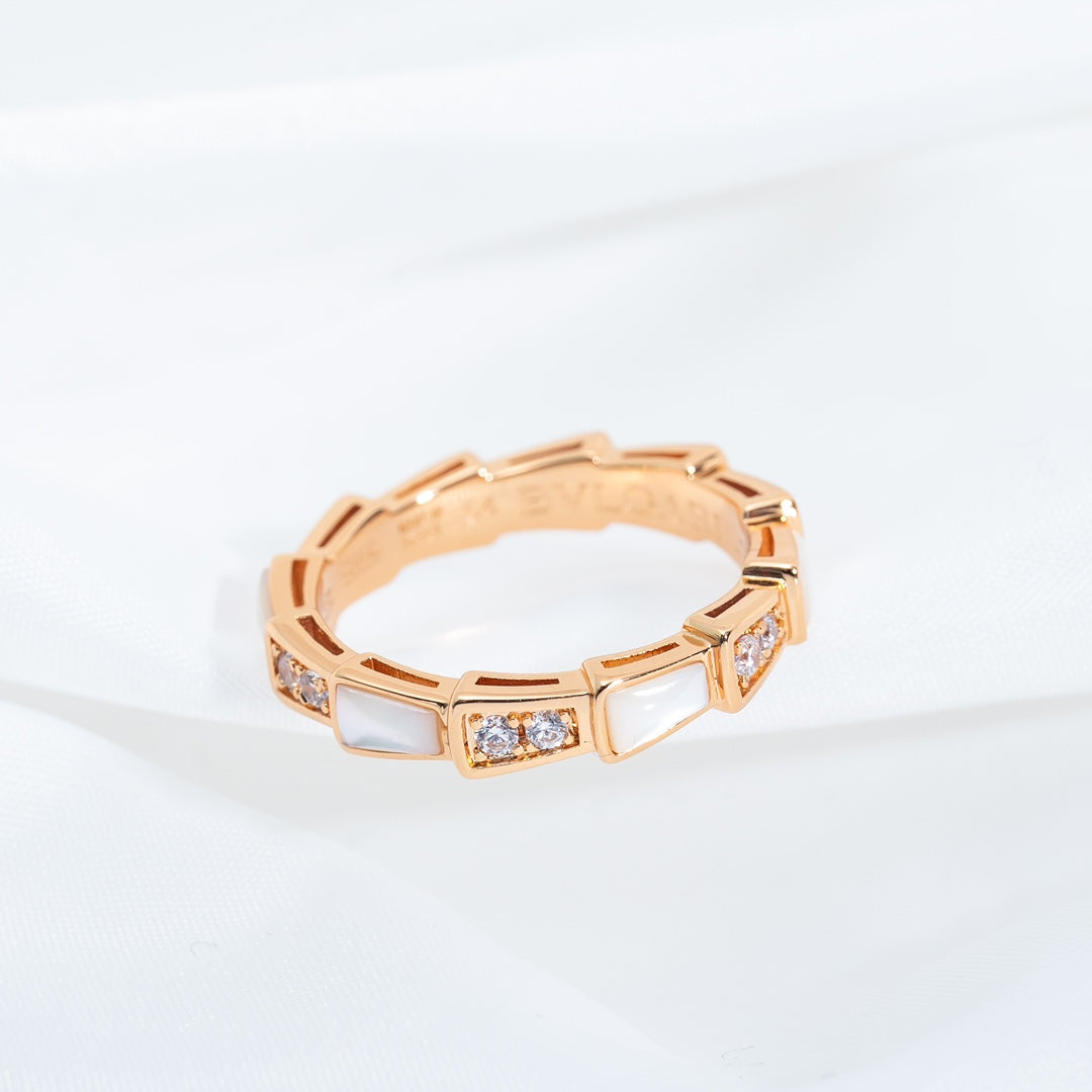 [Clover-Jewelry]SERPENTI RING PINK GOLD DIAMOND MOP 3MM