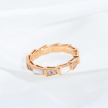 [Clover-Jewelry]SERPENTI RING PINK GOLD DIAMOND MOP 3MM