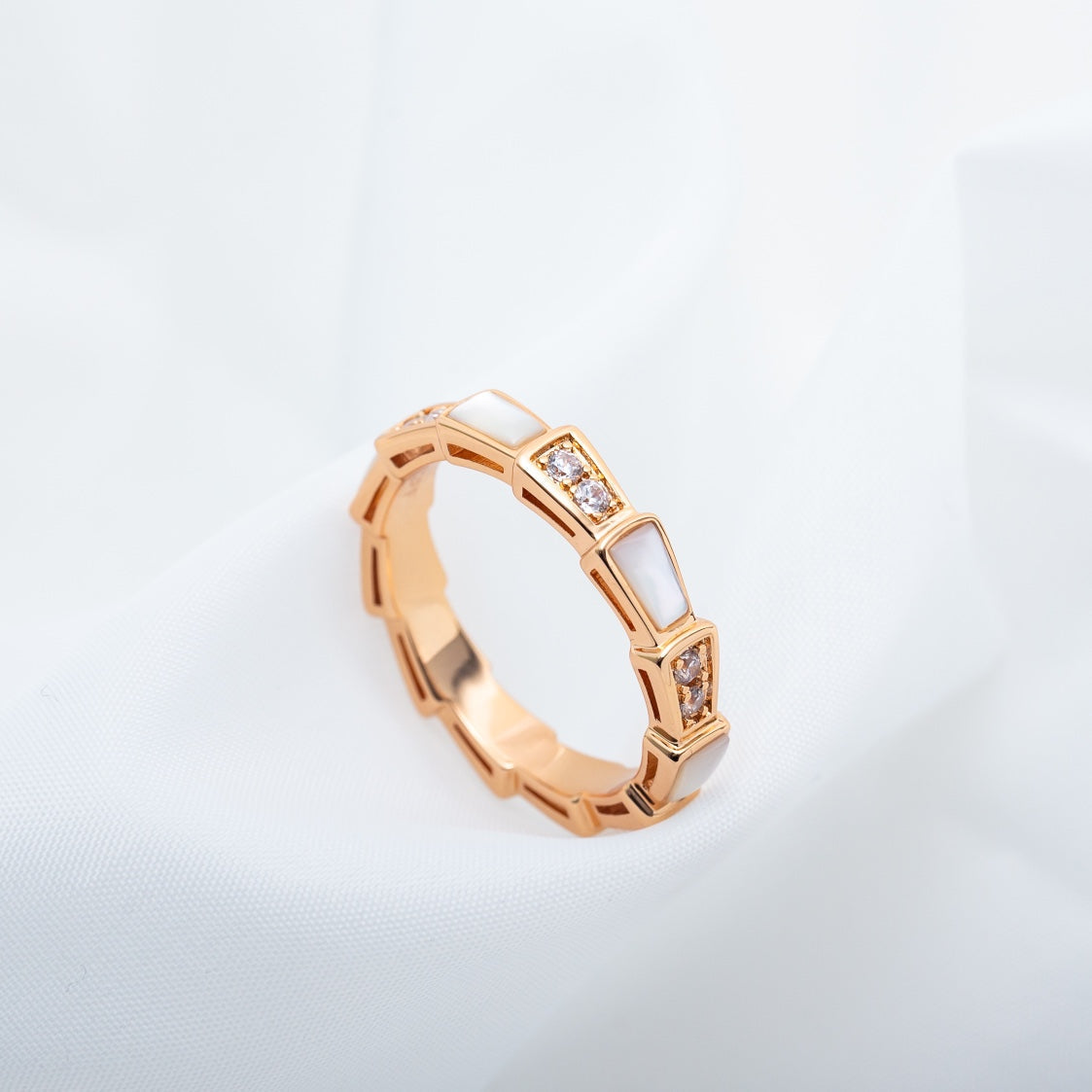 [Clover-Jewelry]SERPENTI RING PINK GOLD DIAMOND MOP 3MM