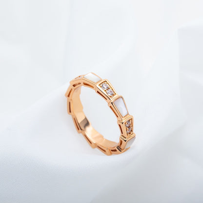 [Clover-Jewelry]SERPENTI RING PINK GOLD DIAMOND MOP 3MM