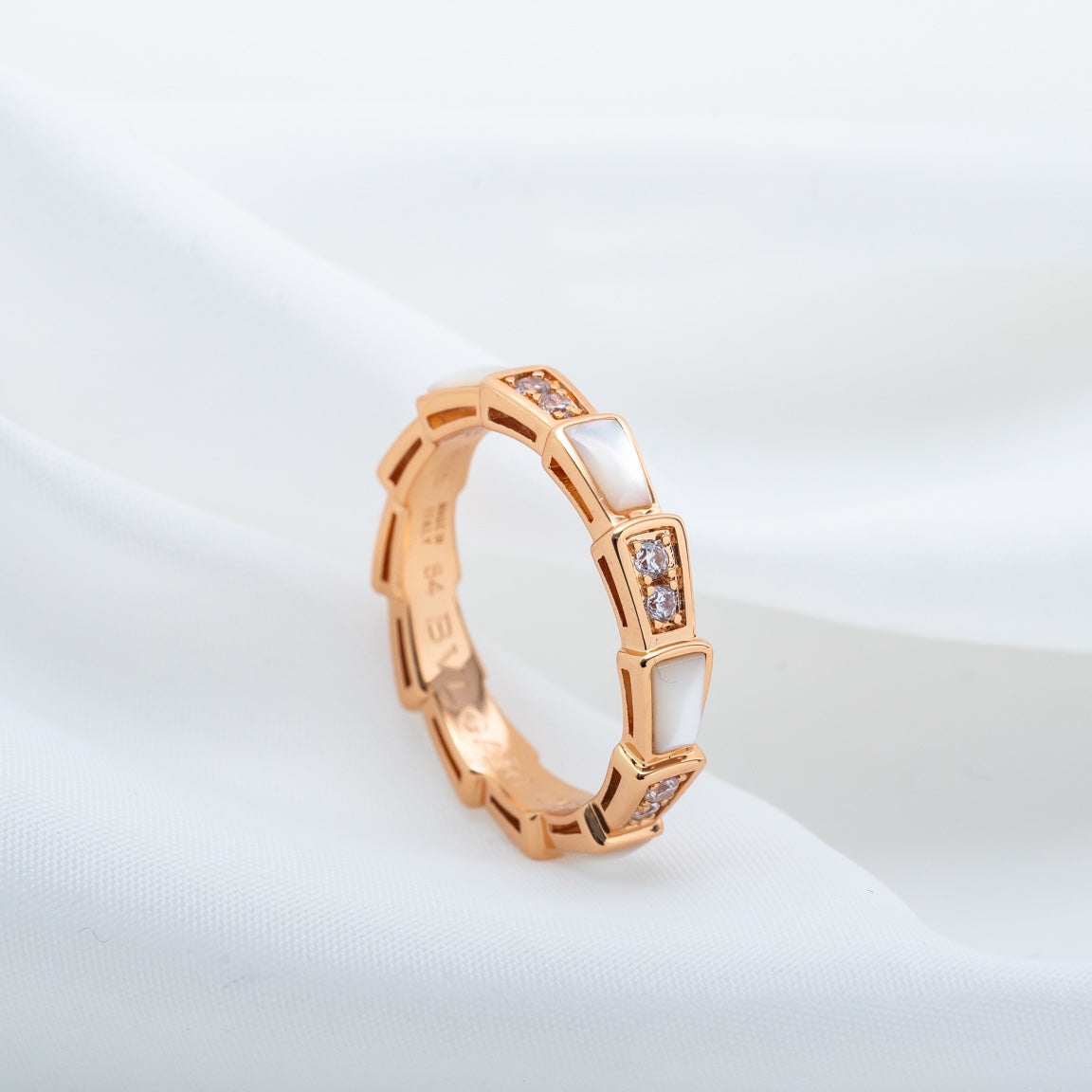 [Clover-Jewelry]SERPENTI RING PINK GOLD DIAMOND MOP 3MM