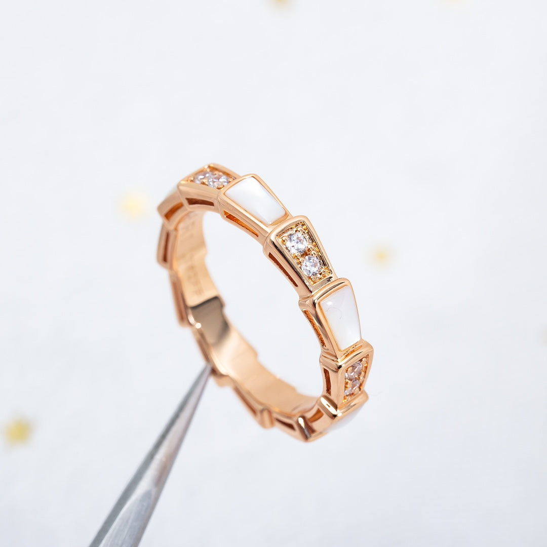 [Clover-Jewelry]SERPENTI RING PINK GOLD DIAMOND MOP 3MM