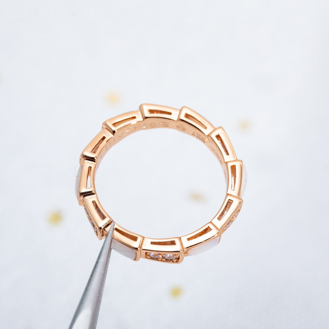 [Clover-Jewelry]SERPENTI RING PINK GOLD DIAMOND MOP 3MM